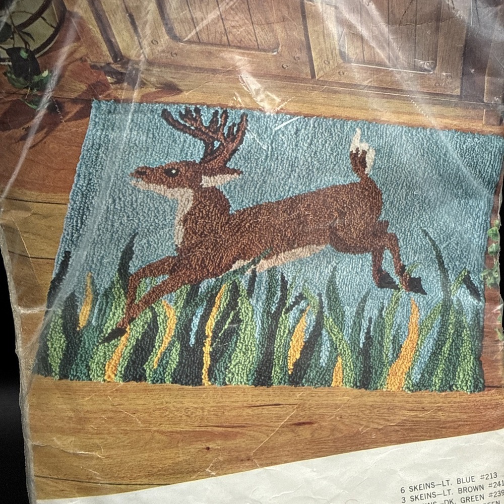 Vintage Aunt Lydia's Punch Needle Rug Kit Stag No. 670 New